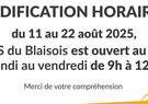 Modification des horaires d’ouverture au public du CIAS du Blaisois