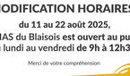 Modification des horaires d’ouverture au public du CIAS du Blaisois