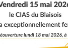 Fermeture exceptionnelle - Vendredi 15 mai