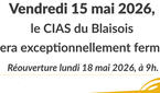 Fermeture exceptionnelle - Vendredi 15 mai